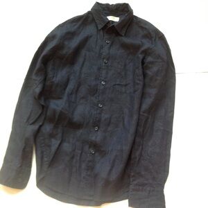Uniqlo Navy Blue Linen Shirt Men's